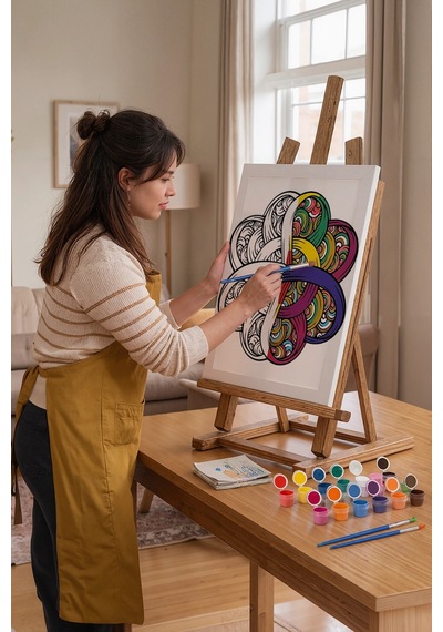 Düğüm Desenli Mandala Tuval Boyama Seti 40x50 Cm