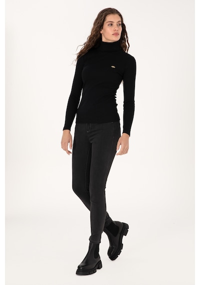 U.S. Polo Assn. Kadın Siyah Balıkçı Yaka Sweatshırt 50313430-VR046
