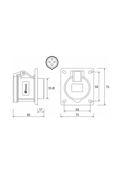 Bemis 4x32A Düz Makine Prizi Ip 44 380 Volt Bc1-3504-2413