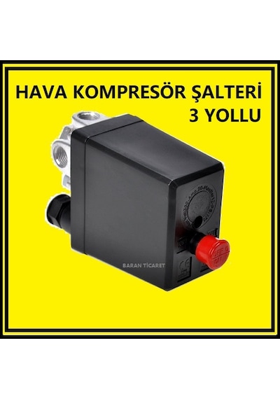 Kompresör Şalter Otomatiği 3 Yollu 220 Vac Ayarlı Basınç Şalteri N11.138