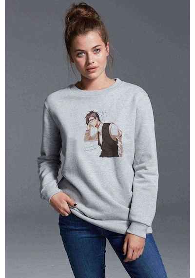 Anime Tokyo Ghoul Anteiku Baskılı Gri Kadın Sweatshirt (534614978)