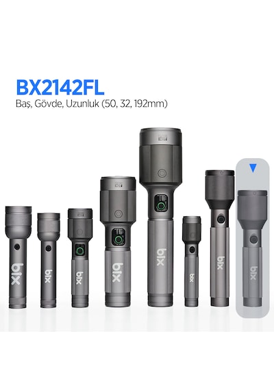 Bix Bx2142fl 24w Led 1000 Lümen Şarjlı Uzun Menzilli El Feneri Gri