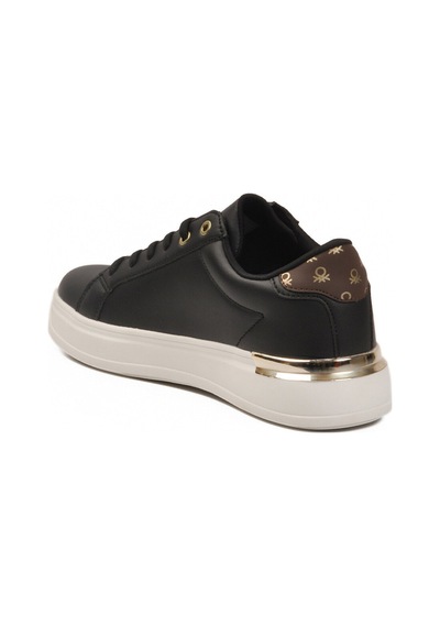 United Colors Of Benetton Siyah Beyaz Bağcıklı Kadın Sneaker Bnı-12132 G Siyah-Beyaz