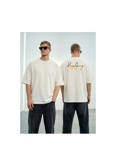 Wild Wood Garment Wild Wood "keep Going" Grafik Baskılı Premium Oversize T-shirt Ekru