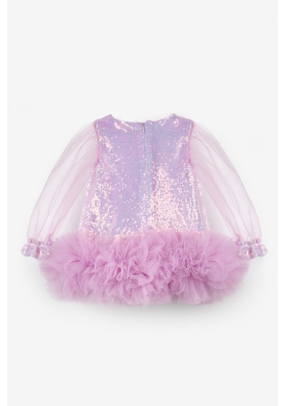 Le Mabelle Lila Etek Ucu Fırfır Detaylı Kız Bebek Elbise - Violet Lila