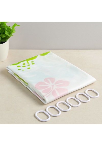 Pvc Banyo Duş Perdesi 90x180 Cm - 2'li, 12 Halka Çok Renkli