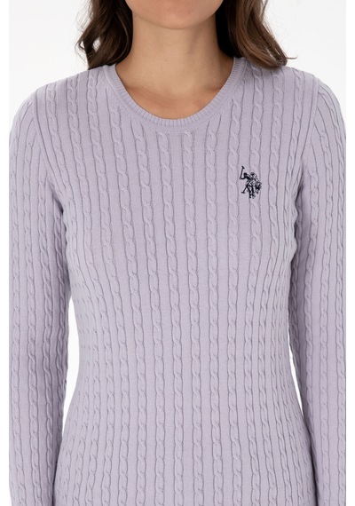 U.S. Polo Assn. Kadın Mor Bisiklet Yaka Basic Kazak 50313626-VR245