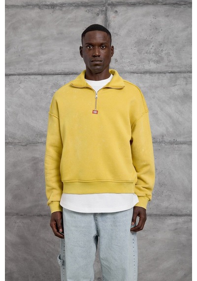 Hiccup Nomarc Bol Kesim Yarım Fermuarlı Uzun Kollu Sweatshirt Sarı