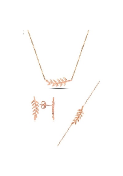 Gümüş Rose Yaprak Üçlü Set