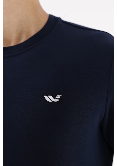Rowinger Göğüs Logolu Bisiklet Yaka Rahat Kalıp Mevsimlik Sweatshirt Navyblue
