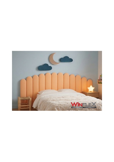 Winflex Yatak Başlık Ay Ve Bulut Set Dekorasyon Panel 180cm-turuncu 180 CM