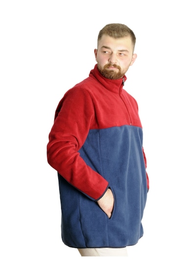 Mode Xl Erkek Sweat Polo Yaka Yarım Fermuarlı Polar 22552 Indigo 001
