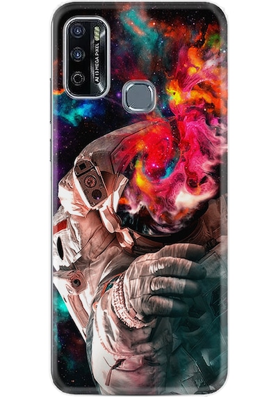 Infinix Hot 10 Play Kılıf Resimli Desenli Silikon Platinium Series Fire Astronout 1847