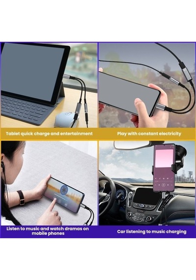 Wealthglow 2'si 1 Arada Usb C - 3,5mm Kulaklık Jakı Adaptörü Es4ıob