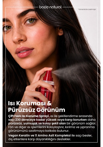 Bade Natural Çift Fazlı Isı Koruma Spreyi 200 Ml