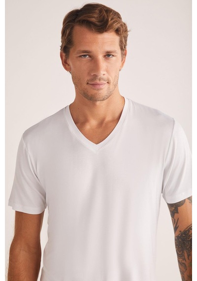 Kom Emilio V Yaka Modal Erkek Tshirt Byz 001