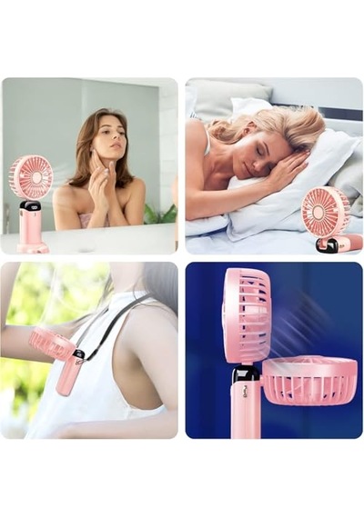 El Vantilatörü, Taşınabilir Mini Vantilatör, Şarj Edilebilir, 5 Hız Kademeli, Katlanabilir Usb Vantilatör, Ofis, Dış Mekan İçin Pembe