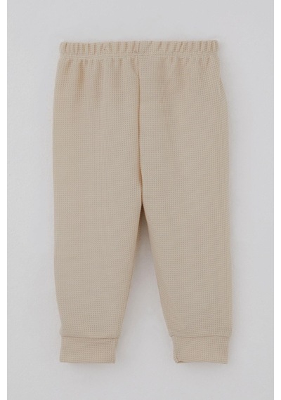 Breeze Erkek Bebek Pijama Takımı Omuzdan Patlı Sevimli Uykucu Yıldız Armalı 4 Ay-1 Yaş, Krem