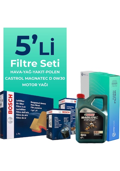 Bosch Ford Ecosport 1.5 Dizel Filtre Bakım Seti Castrol Motor Yağlı (2018-2022) 5 Li