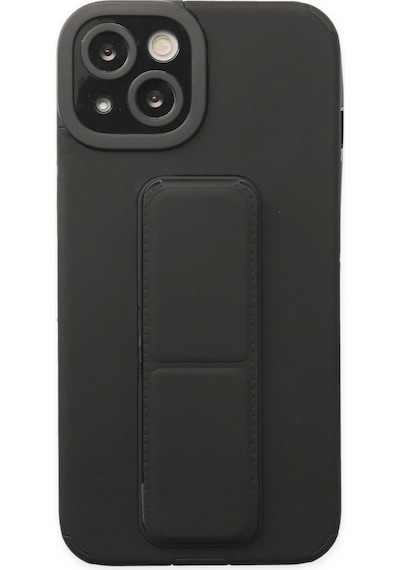 Apple Apple iPhone Uyumlu  14 Plus Kılıf Mega Standlı Silikon - Siyah