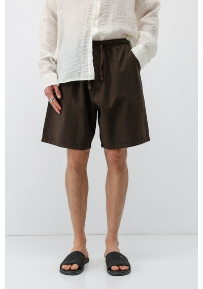 Vamos Oversize Keten Şort Kahve