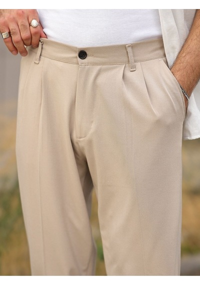 Baggy Kumaş Pantolon Krem