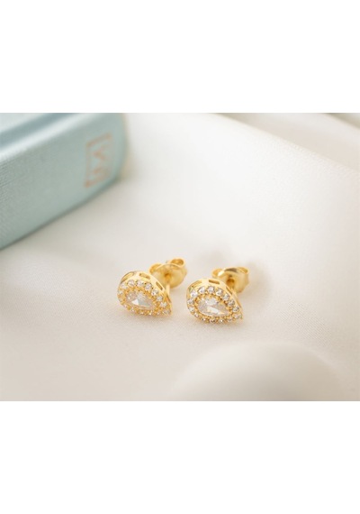 925 Ayar Gümüş Nisan Ayı Doğum Taşı Diamond Damla Küpe