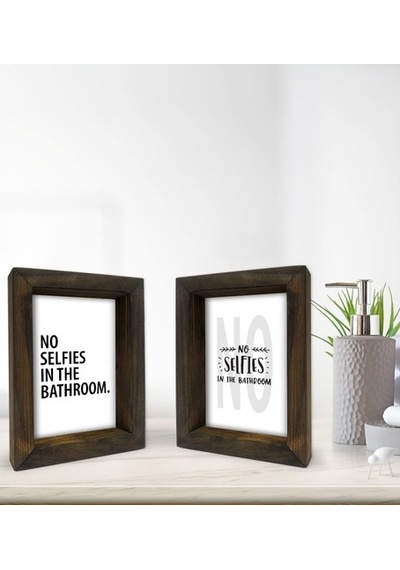 Bk Gift Banyo Dekoratif 2'Li Doğal Masif Ahşap Çerçeve 15X20Cm-2