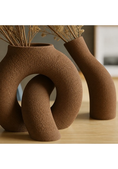 3d Baskı Interlocking Vazo - İç İçe Geçen Dekoratif Vazo-kahverengi Çok Renkli