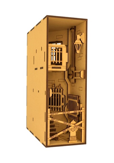 Algwooddesign Diorama Ahşap Maket, 40 Parça Dıy Minyatür Şehir Sokağı Dioraması, Peri Led Dahil, Mdf 3d Puzzle, Book Nook Ve Dekorasyon Seti, 13,95 X 6,12 X 18,09 Cm