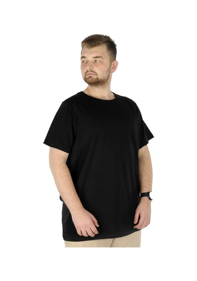 Mode Xl Büyük Beden Likralı T-Shirt Bisiklet Yaka 20149 Siyah 001