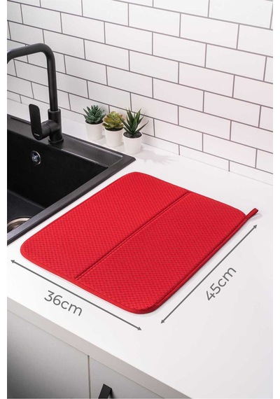 Mikrotex Bulaşık Matı Süper Emici Bulaşık Kurutma Matı 45x36cm Tezgah Üstü Bulaşık Matı Bordo Belirt Diğer