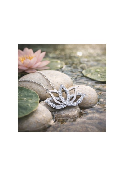 Gümüş Lotus Çiçeği Kolye Gümüş Gümüş