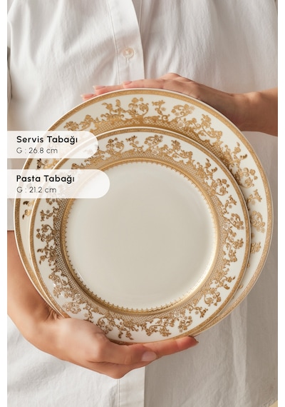 Emsan Empire Bone Majeste 55 Parça 12 Kişilik Yemek Takımı Gold Altın