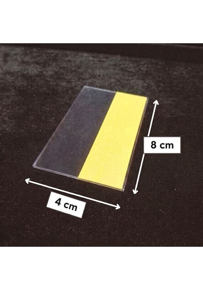 Cep Tipi Yapışkanlı Şeffaf Etiketlik 8x4cm U Tipi 200lü Paket 200 Adet