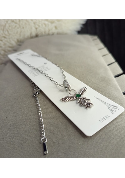 Beren Aksesuar Stainless Steel Anka Kuşu Çelik Kolye Gümüş