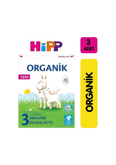 Hipp 3 Organik Keçi Sütü Bazlı Devam Sütü 400 Gr 3'lü Paket