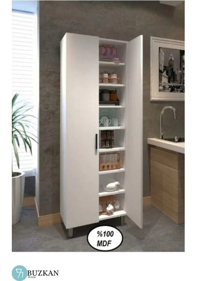 Buzkan Mobilya % 100 Mdf Çok Amaçlı Beyaz Dolap 60 cm 172*60.