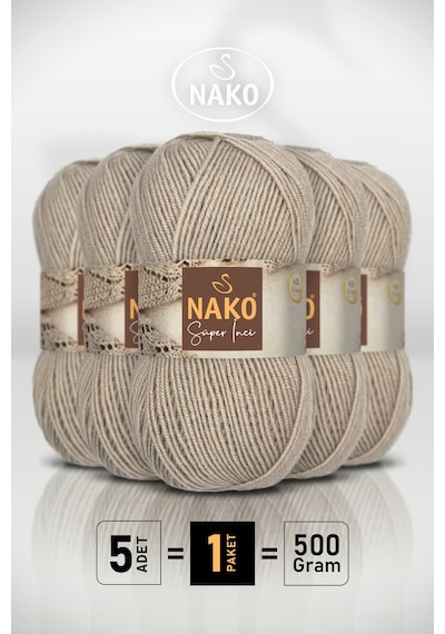 Süper İnci - 1199 Kese Kağıdı - 5'li Paket - 100gr/260m - El Örgü İpi - Atkı Yelek Kazak İpi