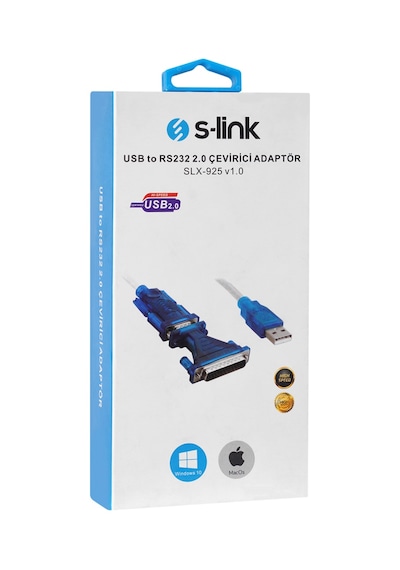 S-lınk Slx-925 V1.0 Usb To Rs232 Çevirici. 9pin-25pin Rs232 Adaptör De İçerir 1923 Renkli