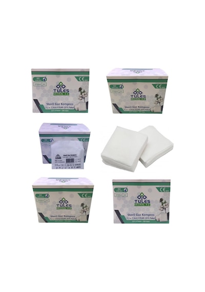 Tules 7.5 x 7.5 CM Steril Gaz Kompres Spanç 500 Adet 25'li