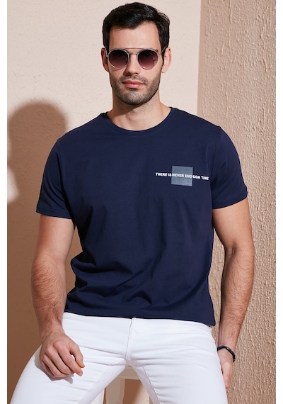 Buratti Bisiklet Yaka Pamuklu Slim Fit Erkek T Shirt 541There Lacivert