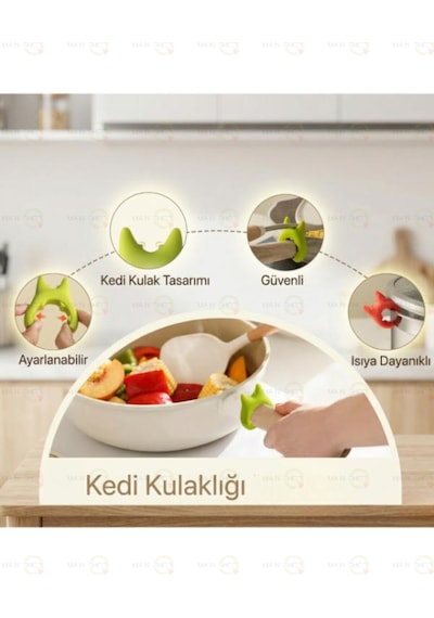 Mainshop 4 Adet Isıya Dayanıklı Tencere Kapağı Ve Kaşık Tutucu - Pratik Mutfak Seti M-50 Çok Renkli