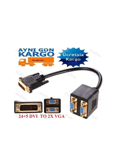 Dvi 2X Vga Y Kablosu 4972P Çoklayici 24+5 Switch Spitter Çoğaltic