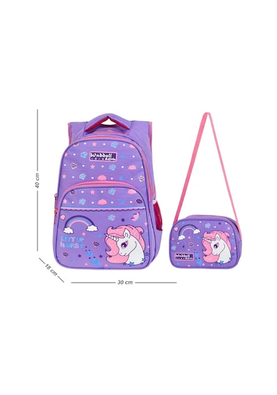 Waddell Kız Çocuk Mor Unicorn İlkokul Sırt Çantası ve Beslenme