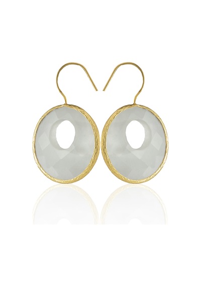 Kadir Jewellery 22 Ayar Altın Kaplama Kadın Taşlı Küpe -el İşçiliği Ve Hipoalerjenik Küpe Beyaz 12939444