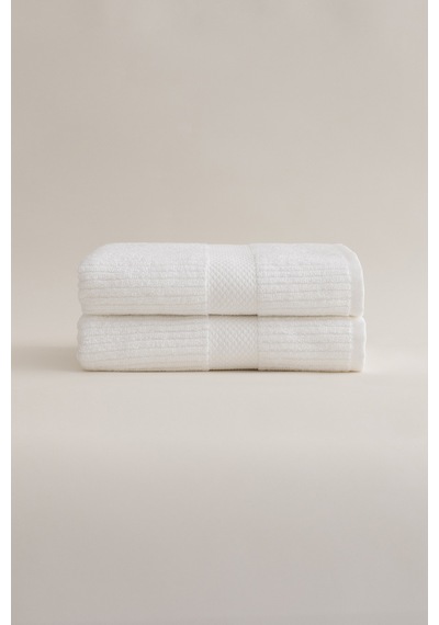 Ivory Beyaz Fitilli Mikro Fiber %100 Pamuk 2li El Yüz Havlusu Set Beyaz