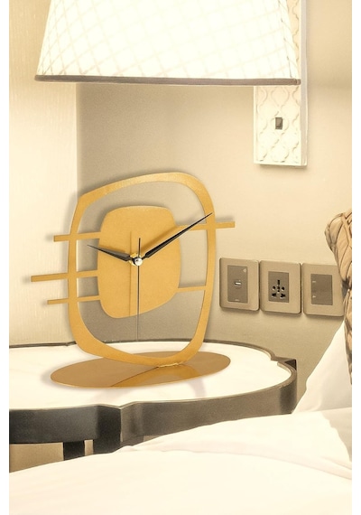 Maceire Gold Eskitme Metal Dekoratif Masa Üstü Saati 24x22cm Mms-m Diğer