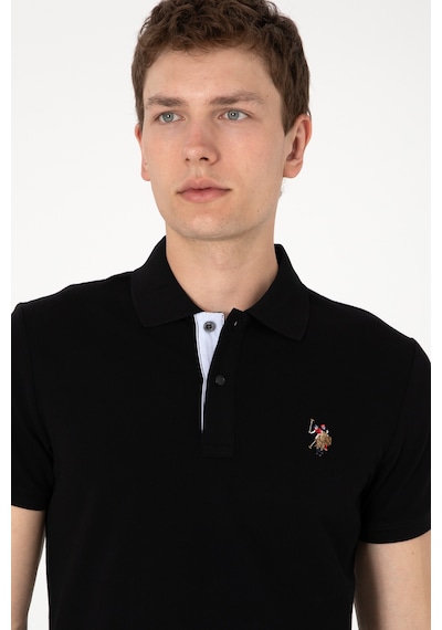 U.S. Polo Assn. Erkek Slim Fit Polo Yaka Siyah Tişört 50310669-VR046