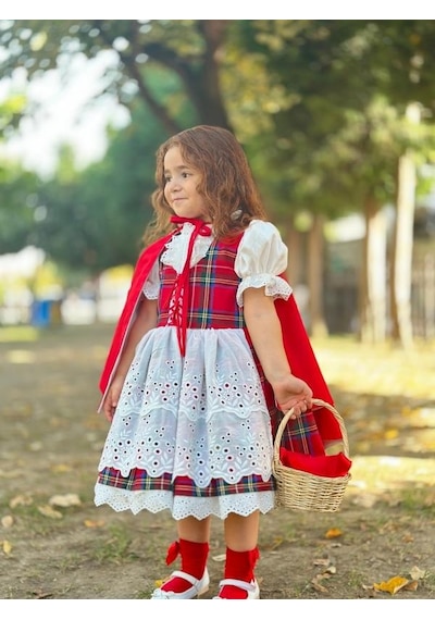 H L Y Karol Tasarım Kırmızı Başlıklı Kız Bebek Kostümü,doğum Günü Elbise,fotoğraf Çekim Elbise,0-12 Yaş Uygun Kırmızı